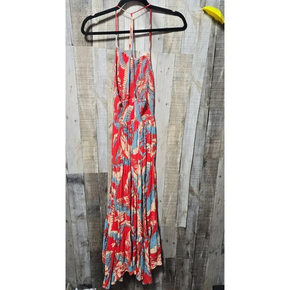 Intimately Free People Heat Wave Tropical Print Smocked Maxi Dress Size XS